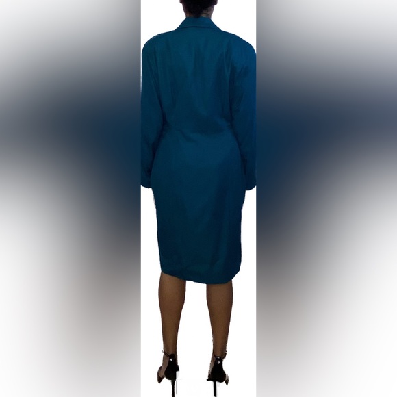 Nordstrom Point Of View Green Trench Coat Dress - Picture 3 of 5